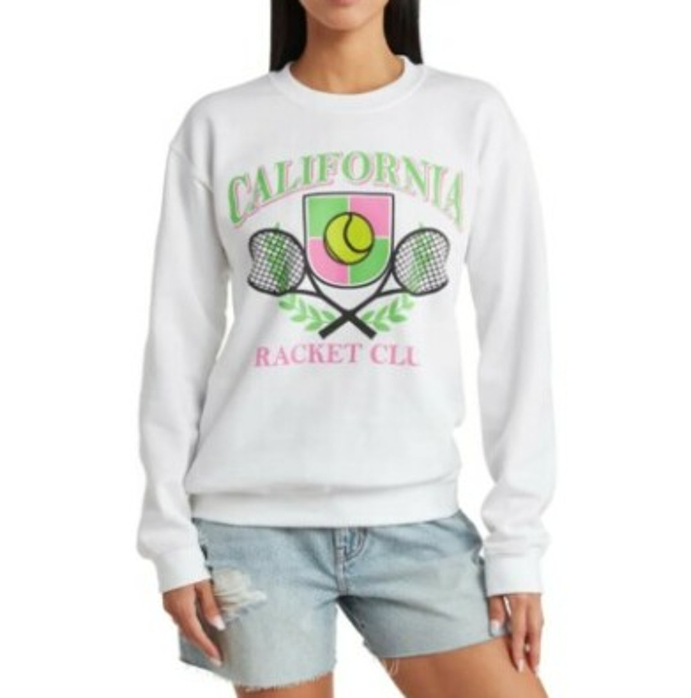 New Philcos Women's White California Racket Club Graphic T-Shirt Small